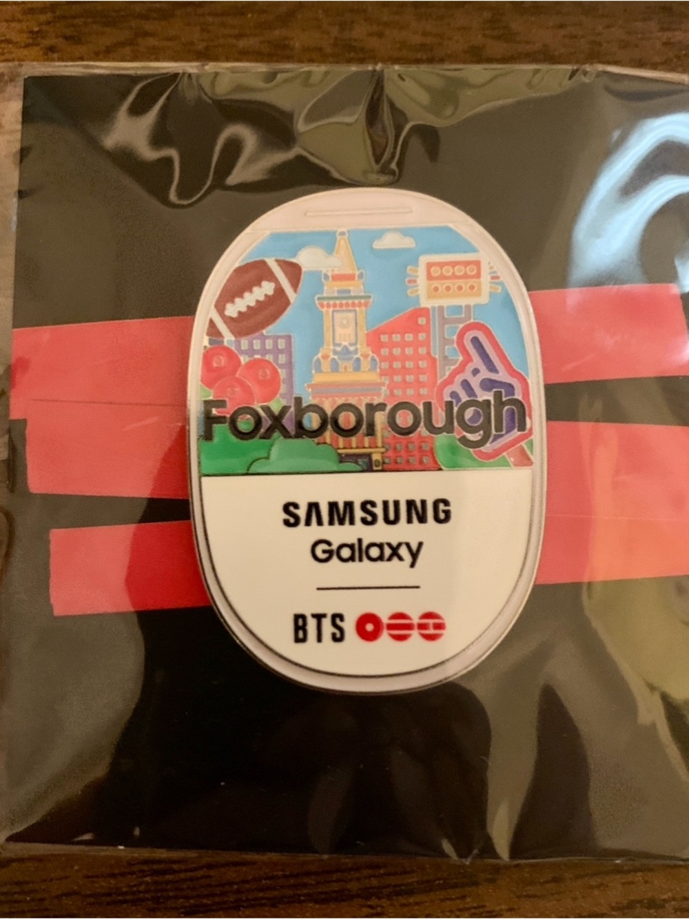 BTS Samsung Clear Crossbody Phone Bag with Black Trim and Foxborough Pin - Picture 3 of 3